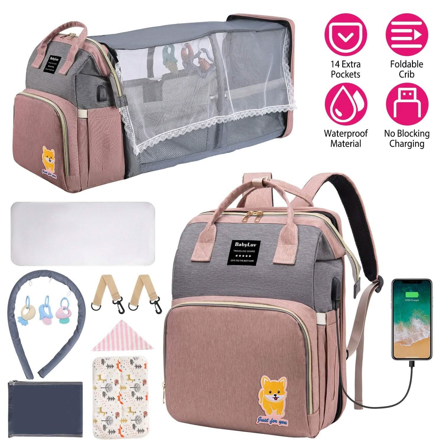 Multifunctional Diaper Bag Backpack Baby Gear - Tophatter Daily Deals