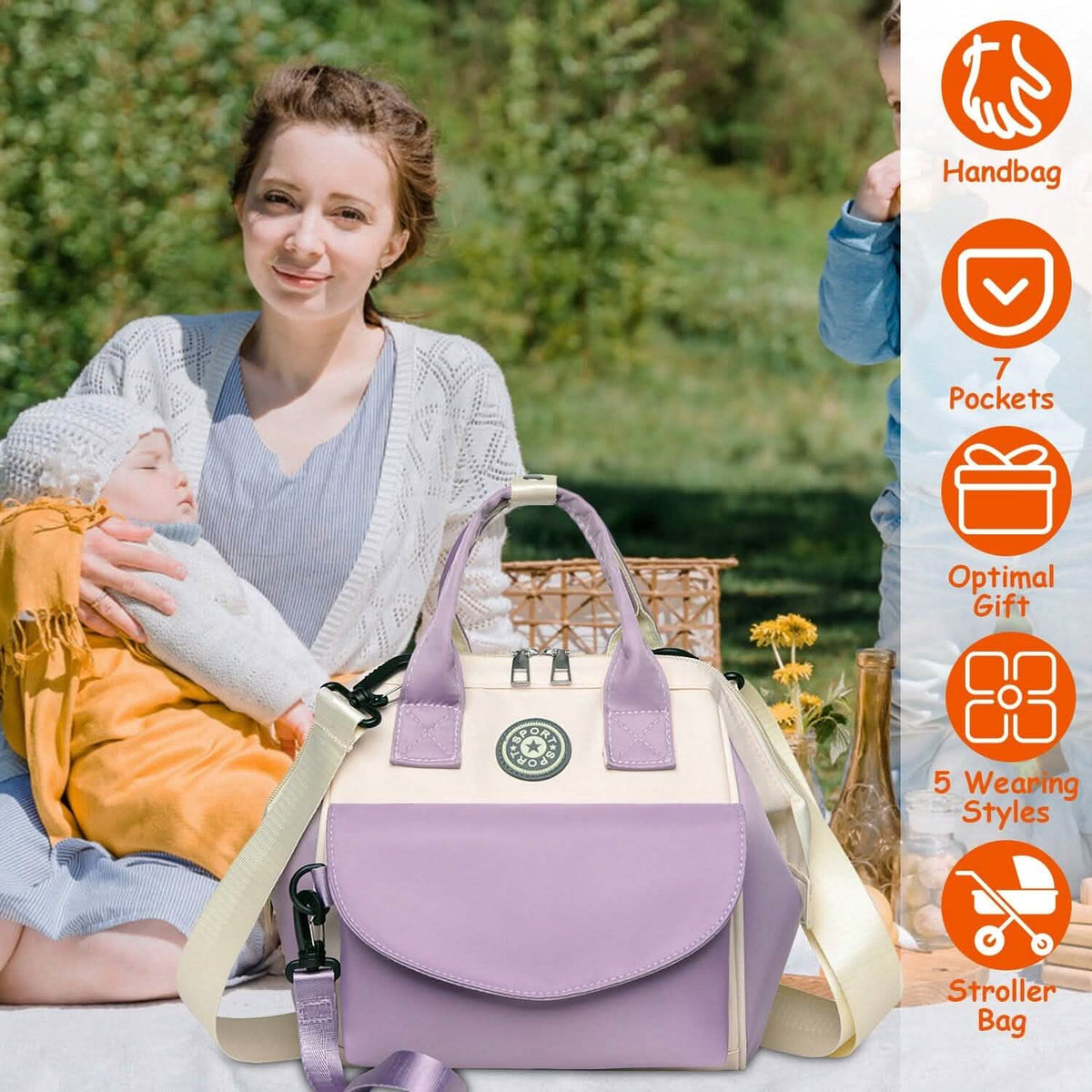 Multifunctional Diaper Changing Bag with 2 Insulated Pockets Commute Bag Baby Gear - Tophatter Daily Deals