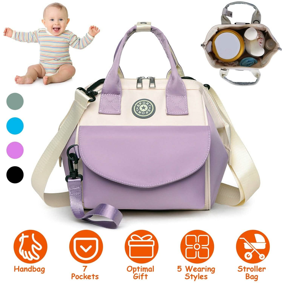 Multifunctional Diaper Changing Bag with 2 Insulated Pockets Commute Bag Baby Gear - Tophatter Daily Deals