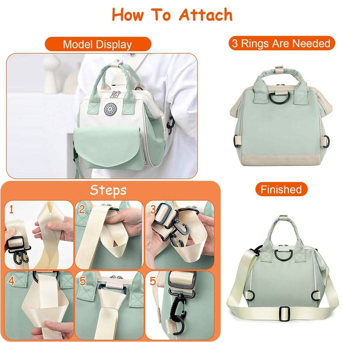 Multifunctional Diaper Changing Bag with 2 Insulated Pockets Commute Bag Baby Gear - Tophatter Daily Deals
