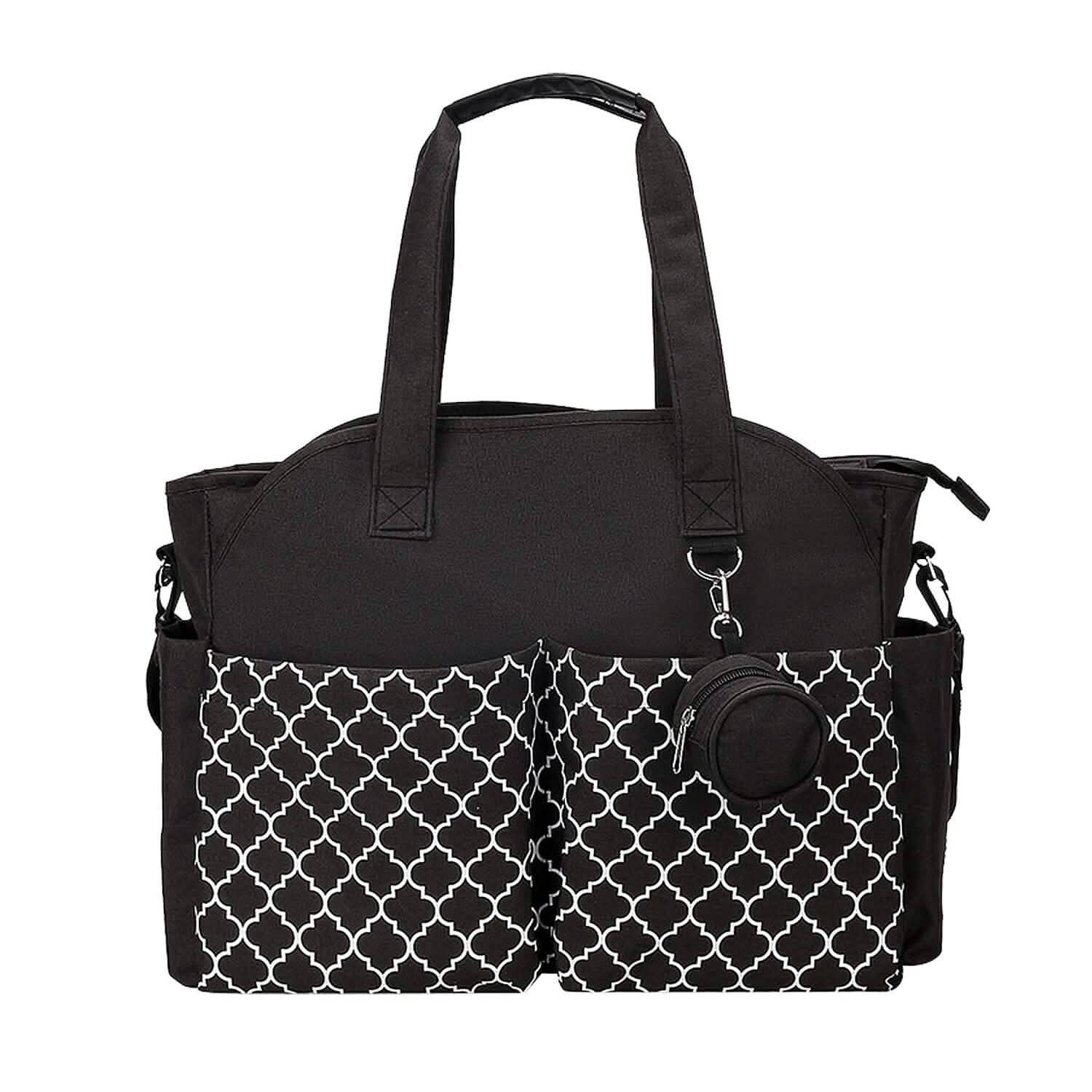 Multifunctional Diaper Changing Tote Bag with Adjustable Messenger Strap Black Baby Gear - Tophatter Daily Deals