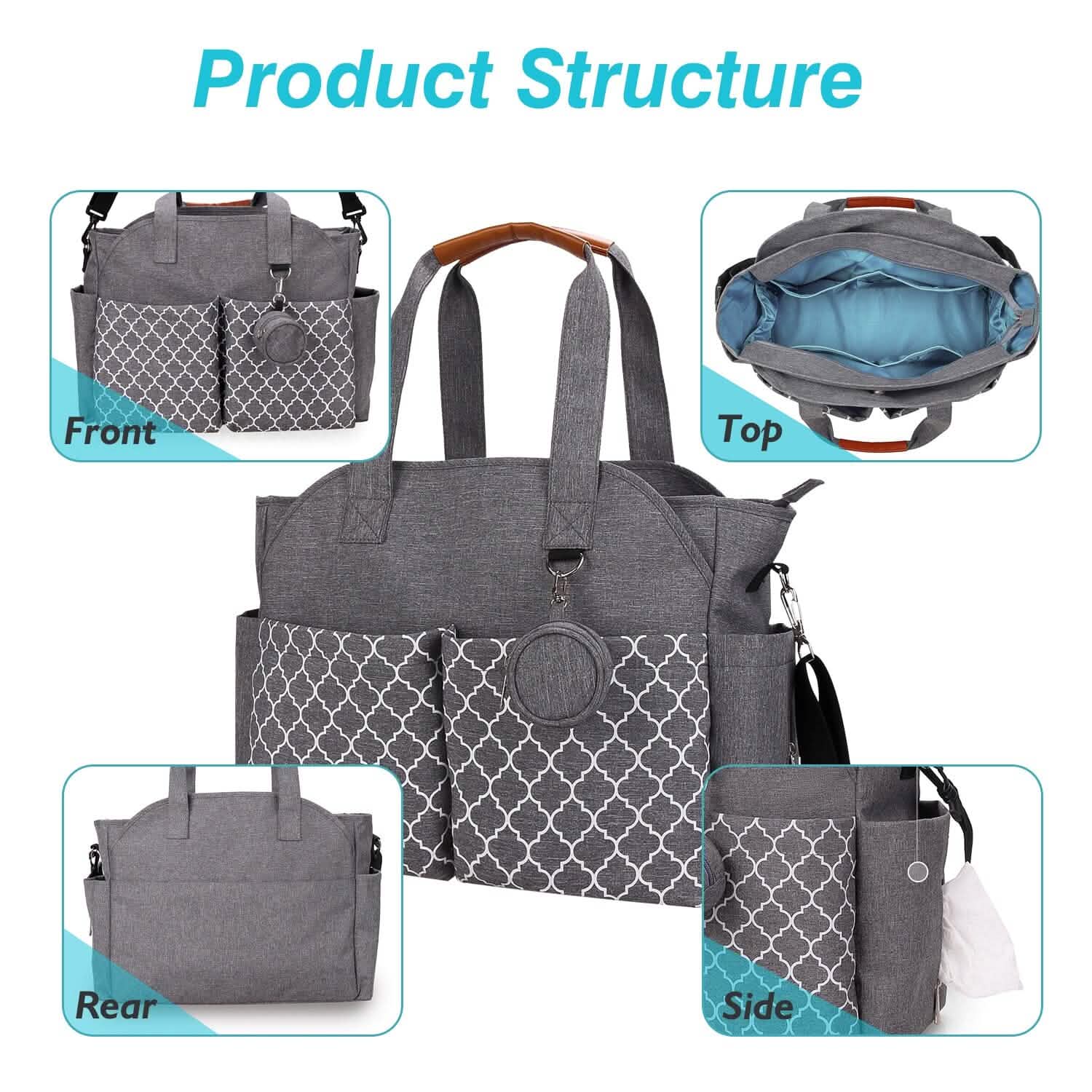 Multifunctional Diaper Changing Tote Bag with Adjustable Messenger Strap Baby Gear - Tophatter Daily Deals