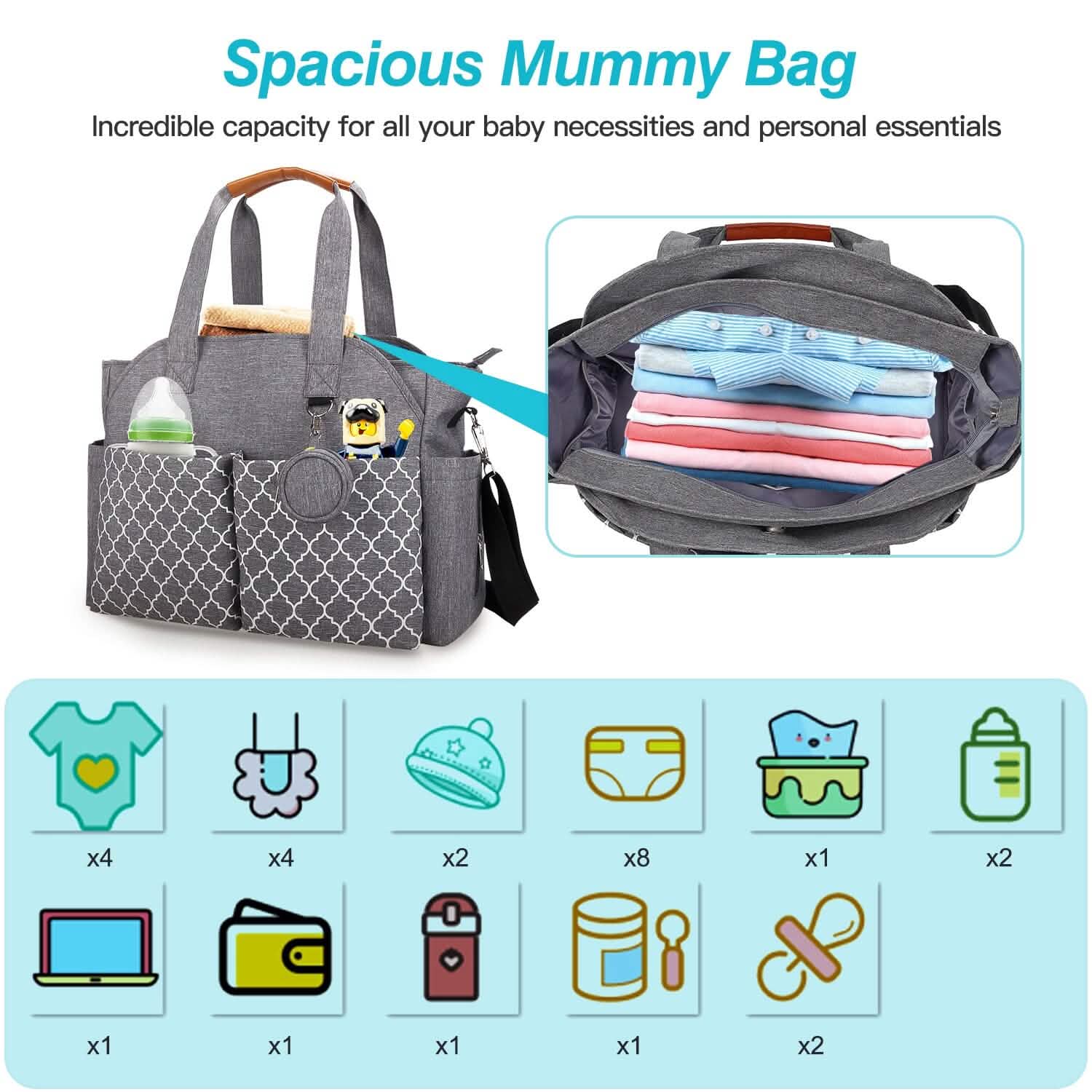Multifunctional Diaper Changing Tote Bag with Adjustable Messenger Strap Baby Gear - Tophatter Daily Deals