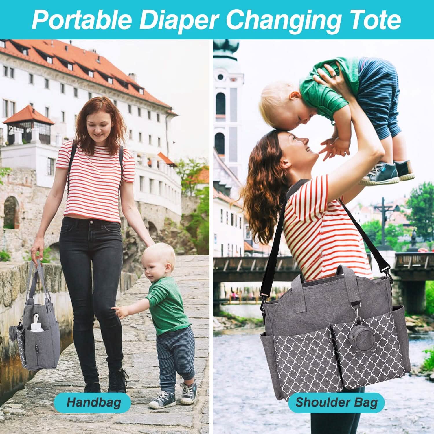 Multifunctional Diaper Changing Tote Bag with Adjustable Messenger Strap Baby Gear - Tophatter Daily Deals