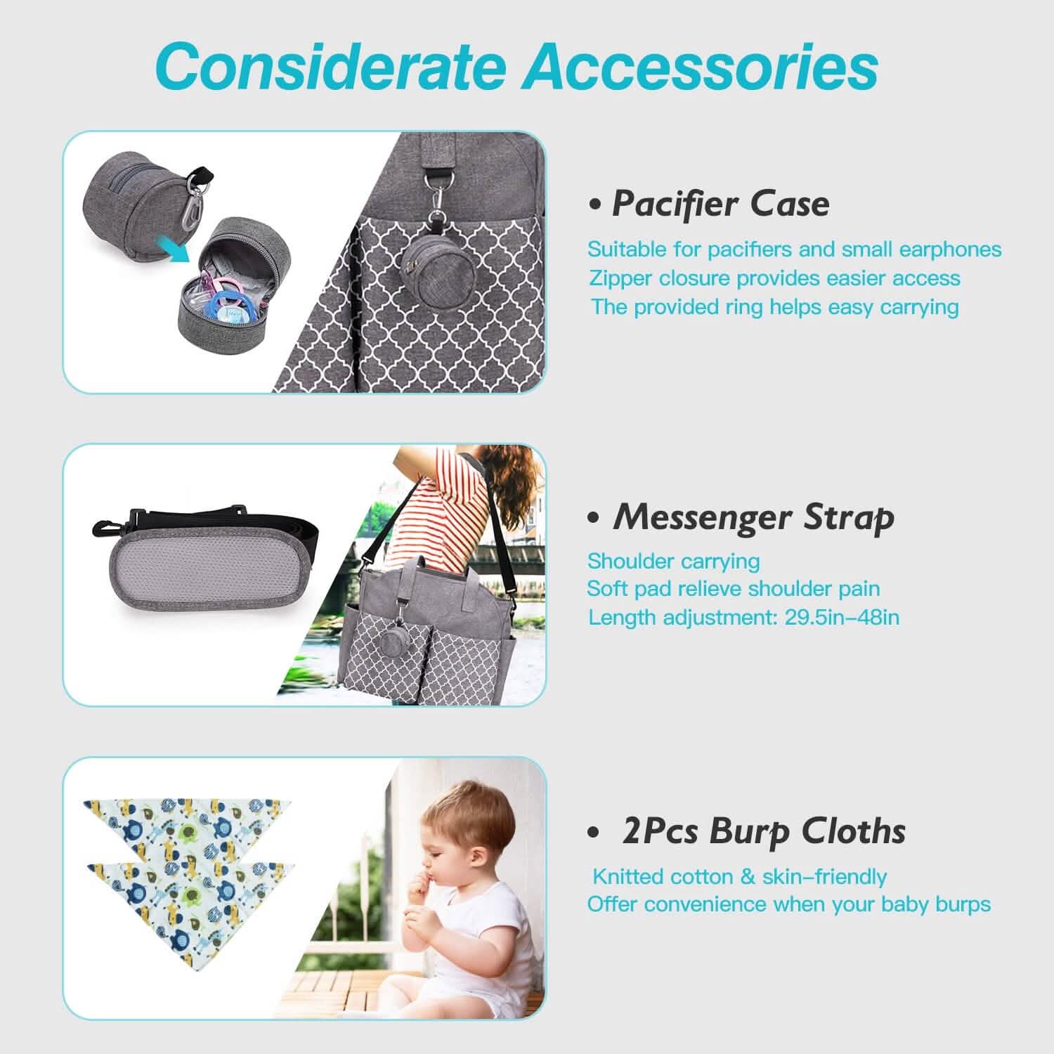 Multifunctional Diaper Changing Tote Bag with Adjustable Messenger Strap Baby Gear - Tophatter Daily Deals