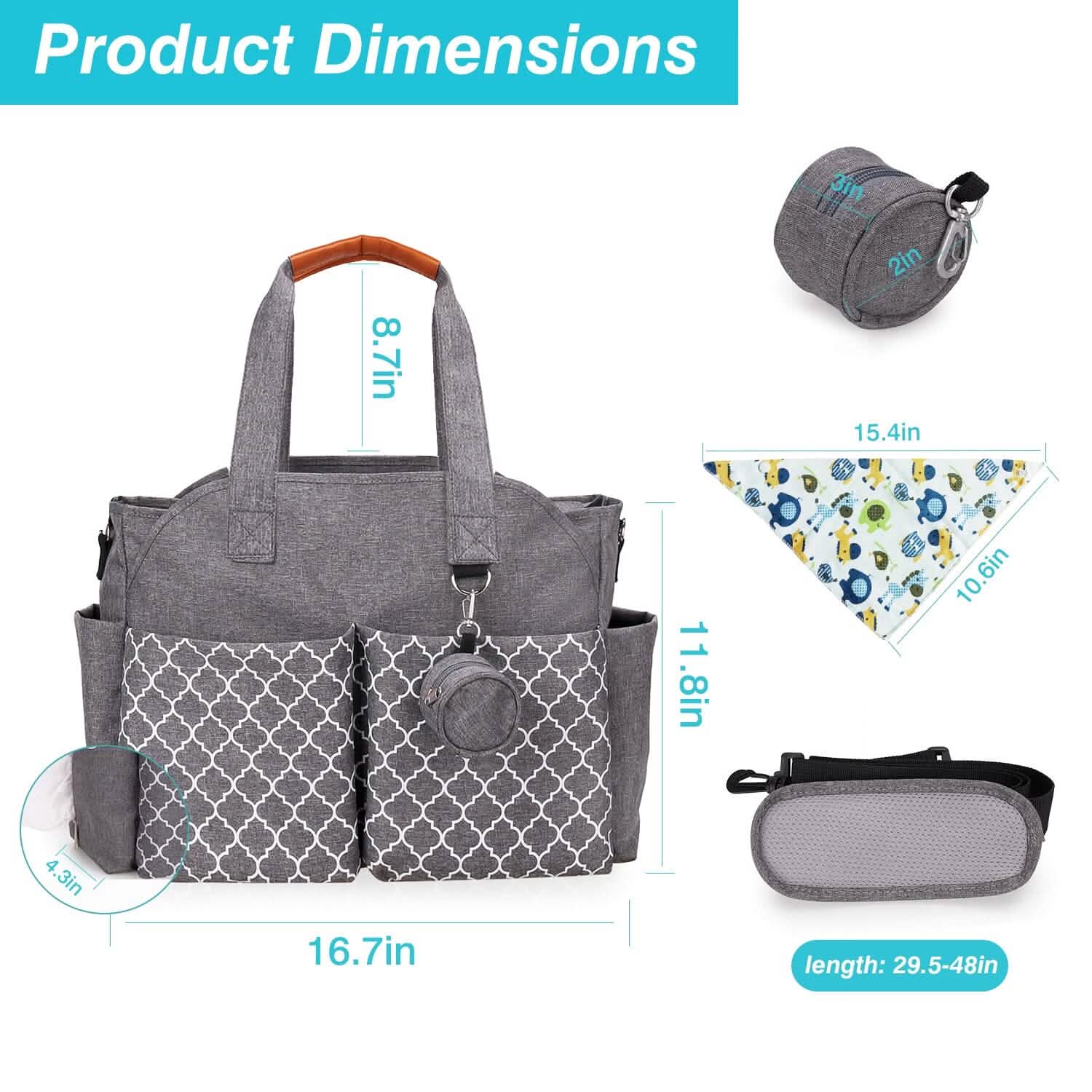 Multifunctional Diaper Changing Tote Bag with Adjustable Messenger Strap Baby Gear - Tophatter Daily Deals