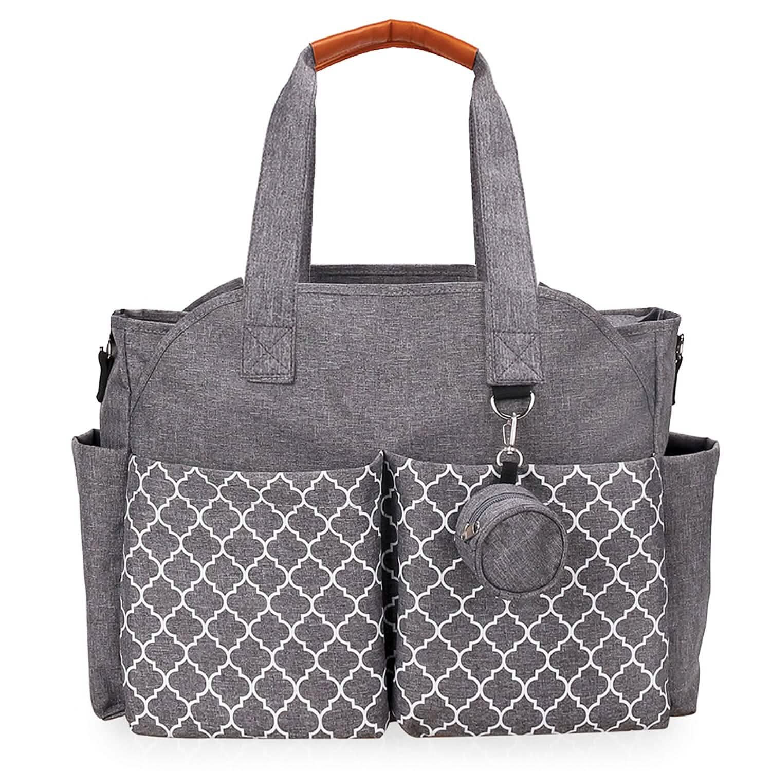 Multifunctional Diaper Changing Tote Bag with Adjustable Messenger Strap Gray Baby Gear - Tophatter Daily Deals