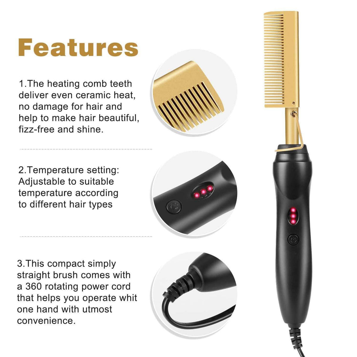Multifunctional Hair Straightening Comb Beauty & Personal Care - Tophatter Daily Deals
