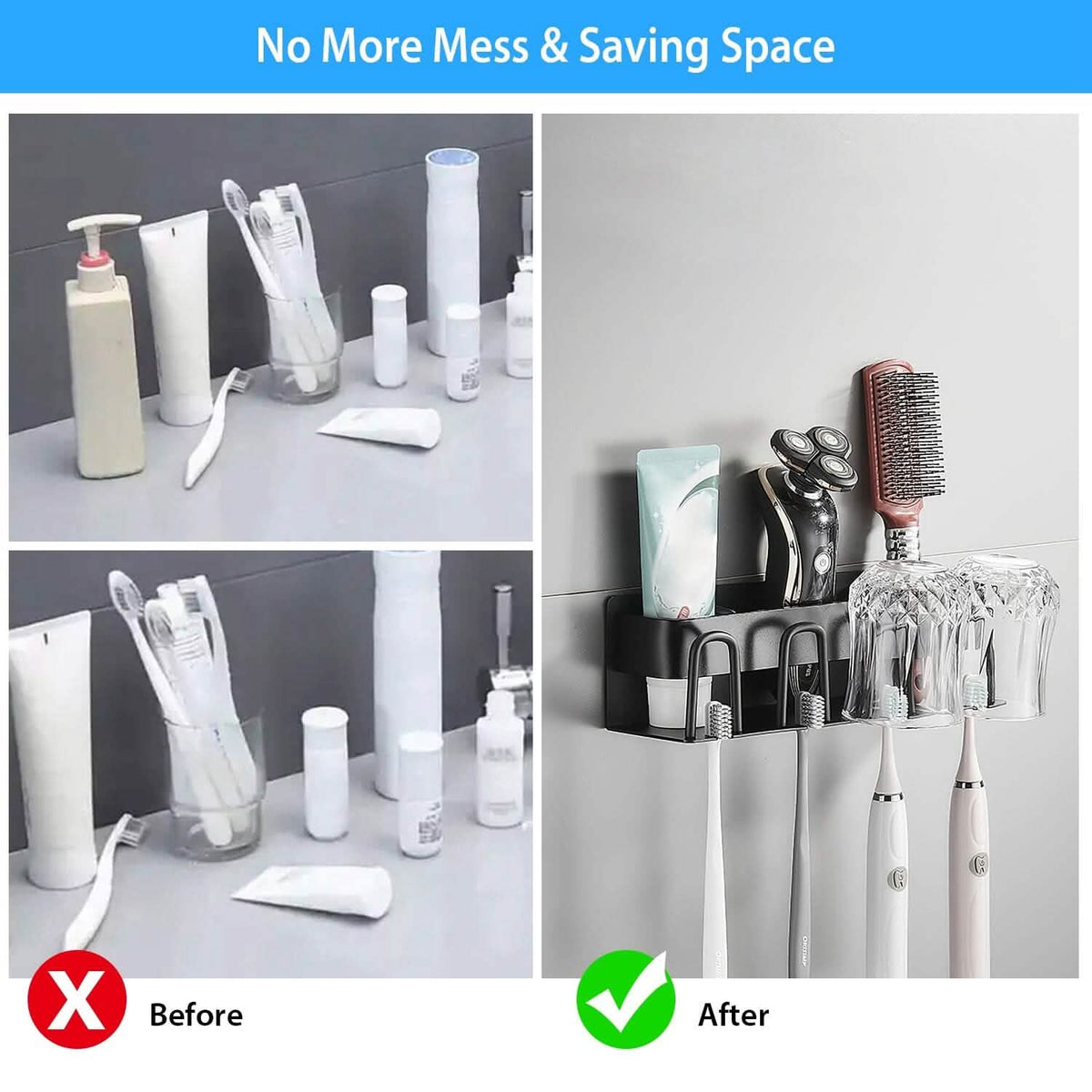 Multifunctional Toothbrush Holder Rack Organizer Bath - Tophatter Daily Deals