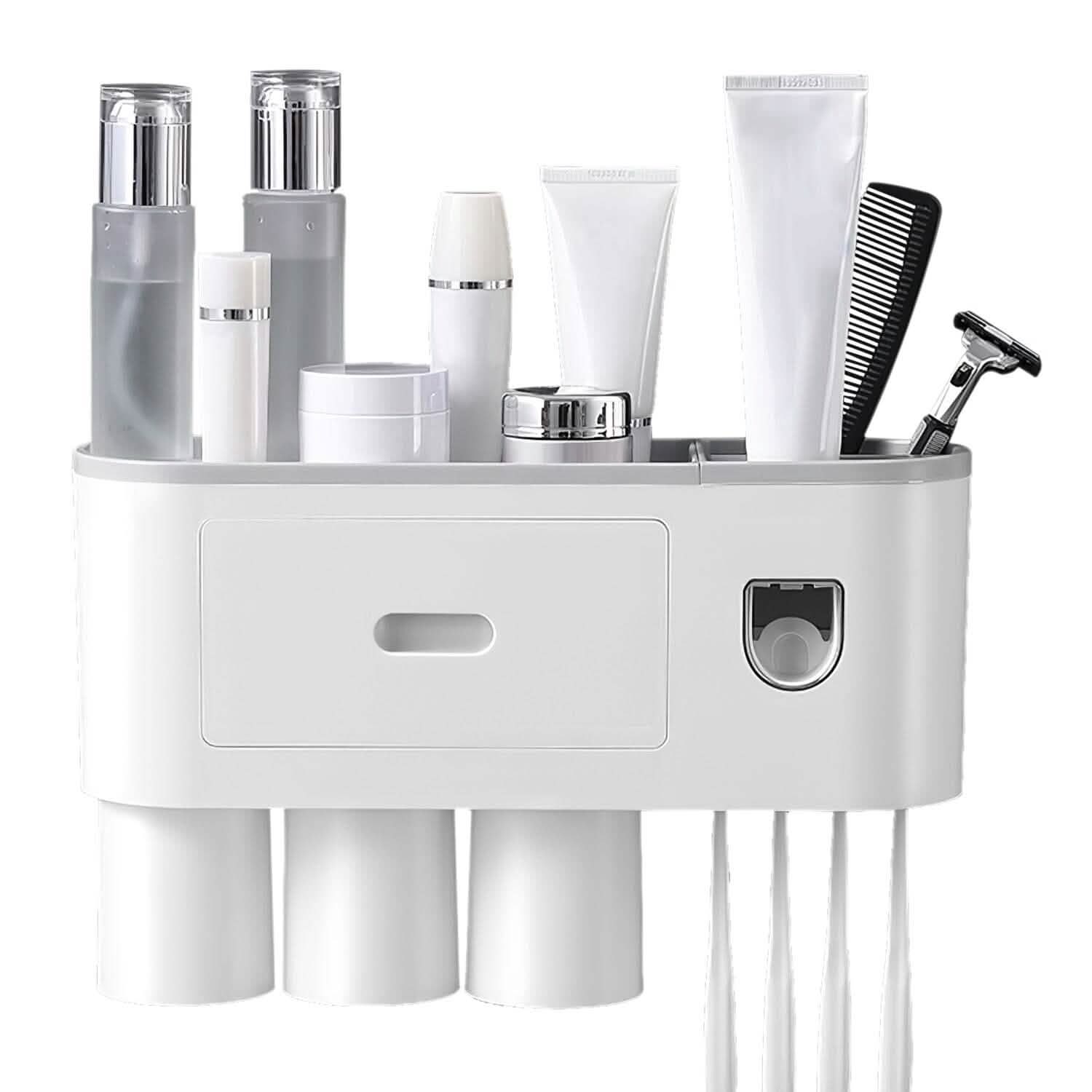 Multifunctional Wall Mount Toothbrush Holder Rack Organizer Bath - Tophatter Daily Deals