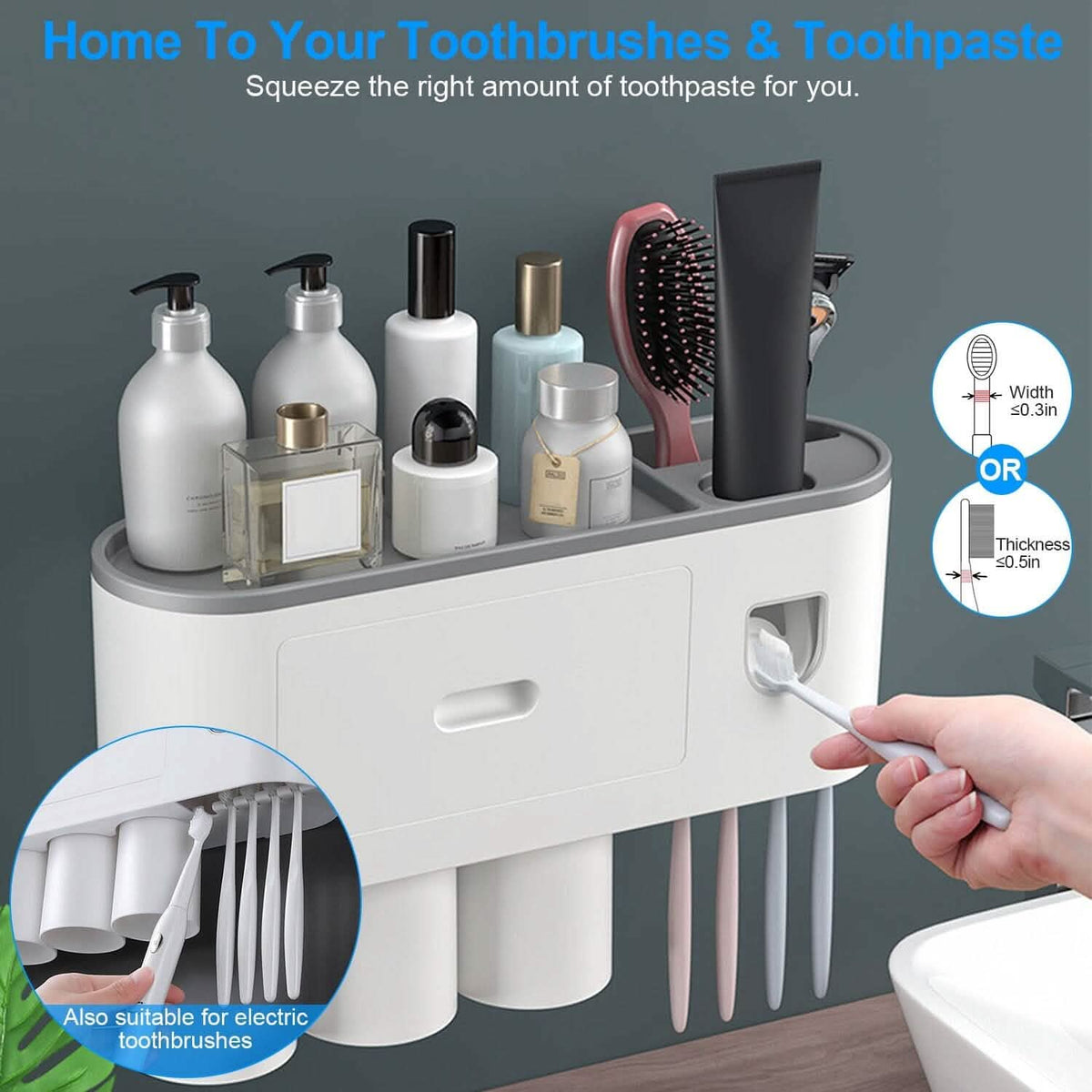 Multifunctional Wall Mount Toothbrush Holder Rack Organizer Bath - Tophatter Daily Deals