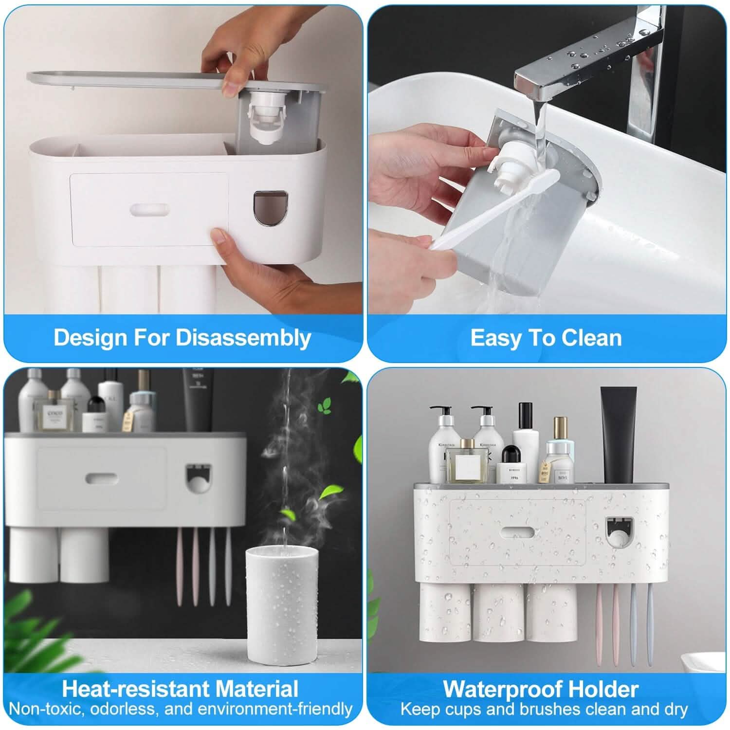 Multifunctional Wall Mount Toothbrush Holder Rack Organizer Bath - Tophatter Daily Deals