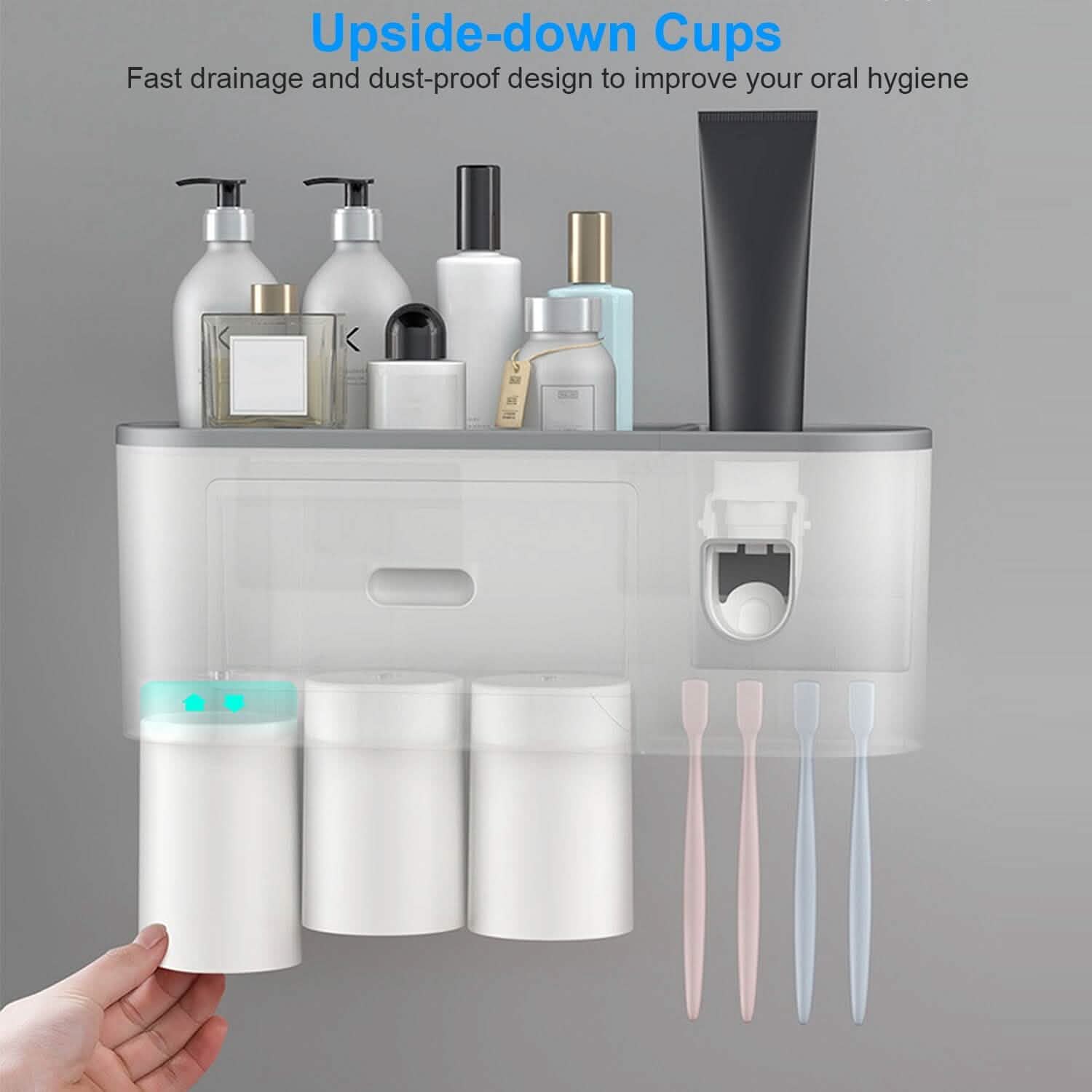 Multifunctional Wall Mount Toothbrush Holder Rack Organizer Bath - Tophatter Daily Deals