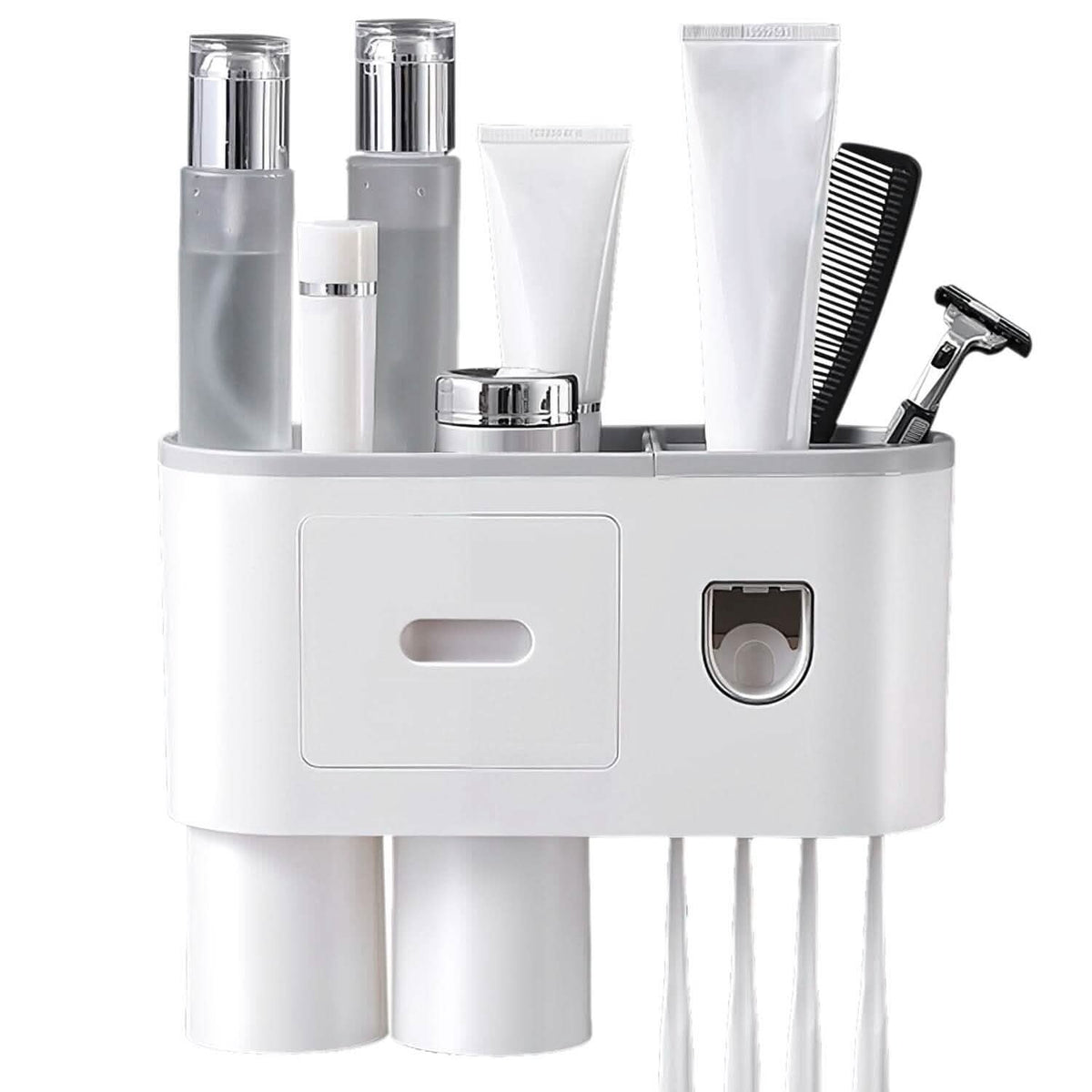 Multifunctional Wall Mount Toothbrush Holder Rack Organizer Bath - Tophatter Daily Deals