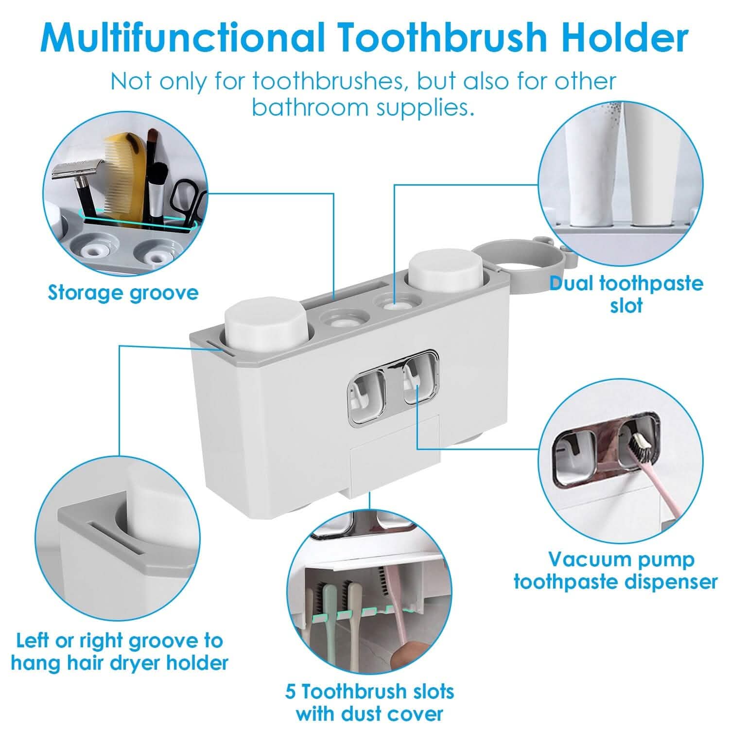 Multifunctional Wall Mount Toothbrush Organizer Bath - Tophatter Daily Deals