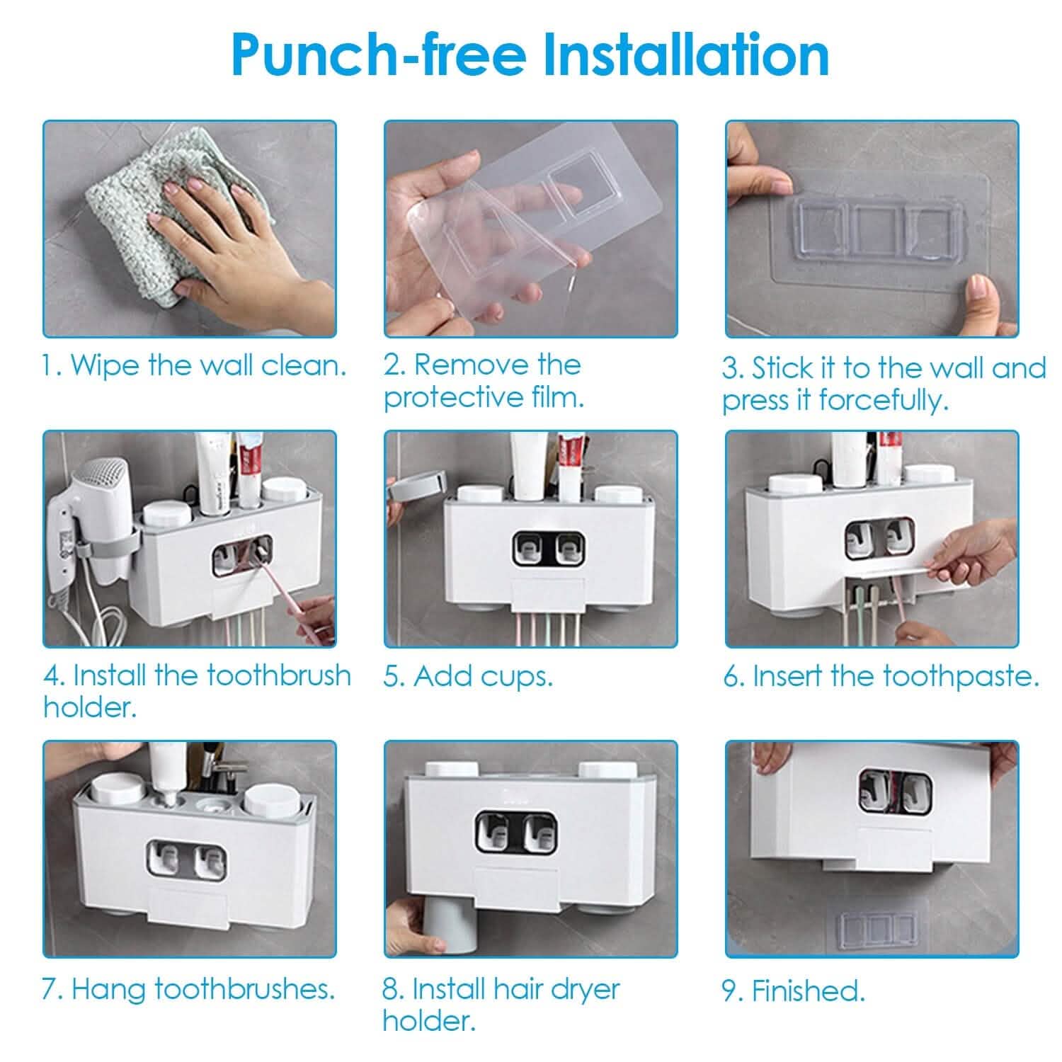 Multifunctional Wall Mount Toothbrush Organizer Bath - Tophatter Daily Deals