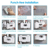 Multifunctional Wall Mount Toothbrush Organizer Bath - Tophatter Daily Deals