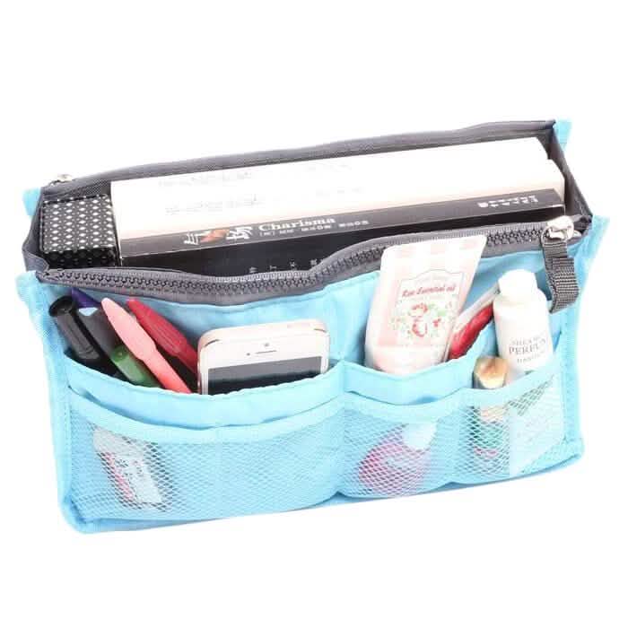 Multiple Pockets Cosmetic/Purse Organizer Bag Blue Storage & Organization - Tophatter Daily Deals