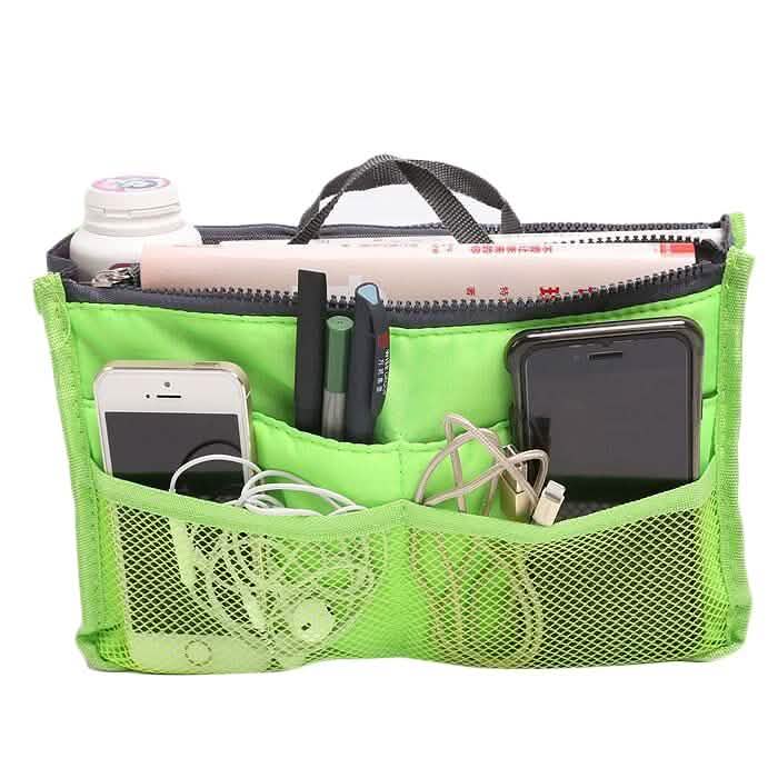 Multiple Pockets Cosmetic/Purse Organizer Bag Green Storage & Organization - Tophatter Daily Deals