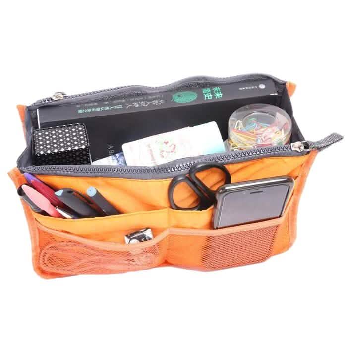 Multiple Pockets Cosmetic/Purse Organizer Bag Orange Storage & Organization - Tophatter Daily Deals