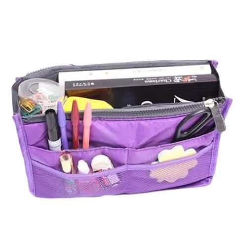 Multiple Pockets Cosmetic/Purse Organizer Bag Purple Storage & Organization - Tophatter Daily Deals