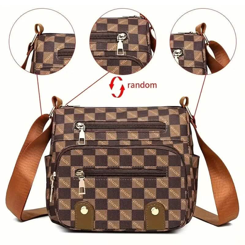 Multiple Pockets Trendy Plaid Crossbody Bag Dark Brown Handbags & Wallets - Tophatter Daily Deals