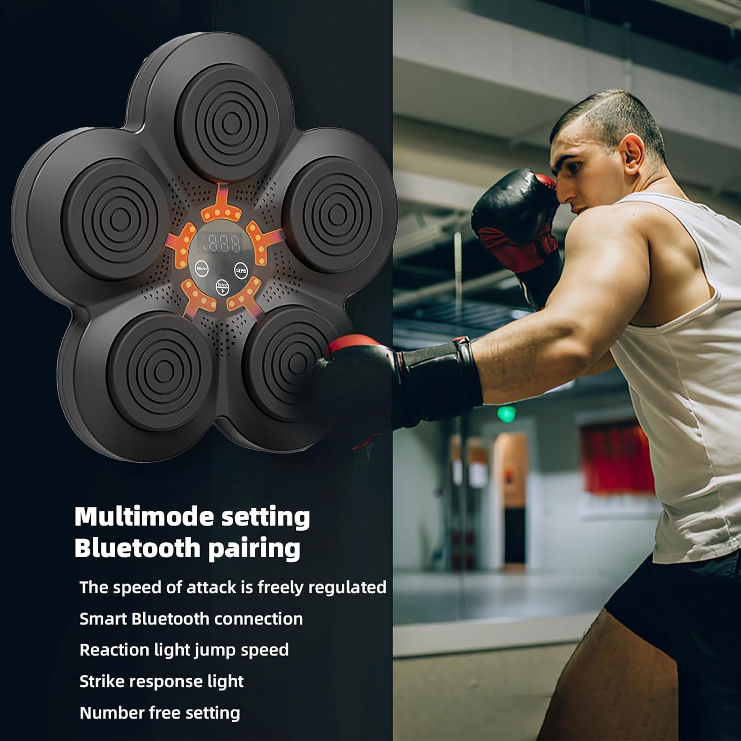 Smart Music Boxing Machine - Boxing Training Target Bluetooth Music Indoor React Exercise Machine W/gloves Exercise & Fitness - Tophatter Daily Deals