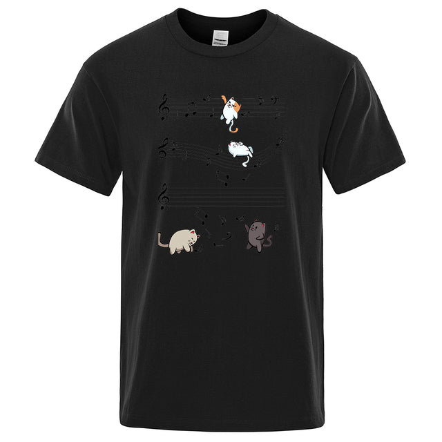 Musical Cats Musical Notes Male Clothes Black Tee - Tophatter Daily Deals