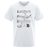Musical Cats Musical Notes Male Clothes White Tee - Tophatter Daily Deals