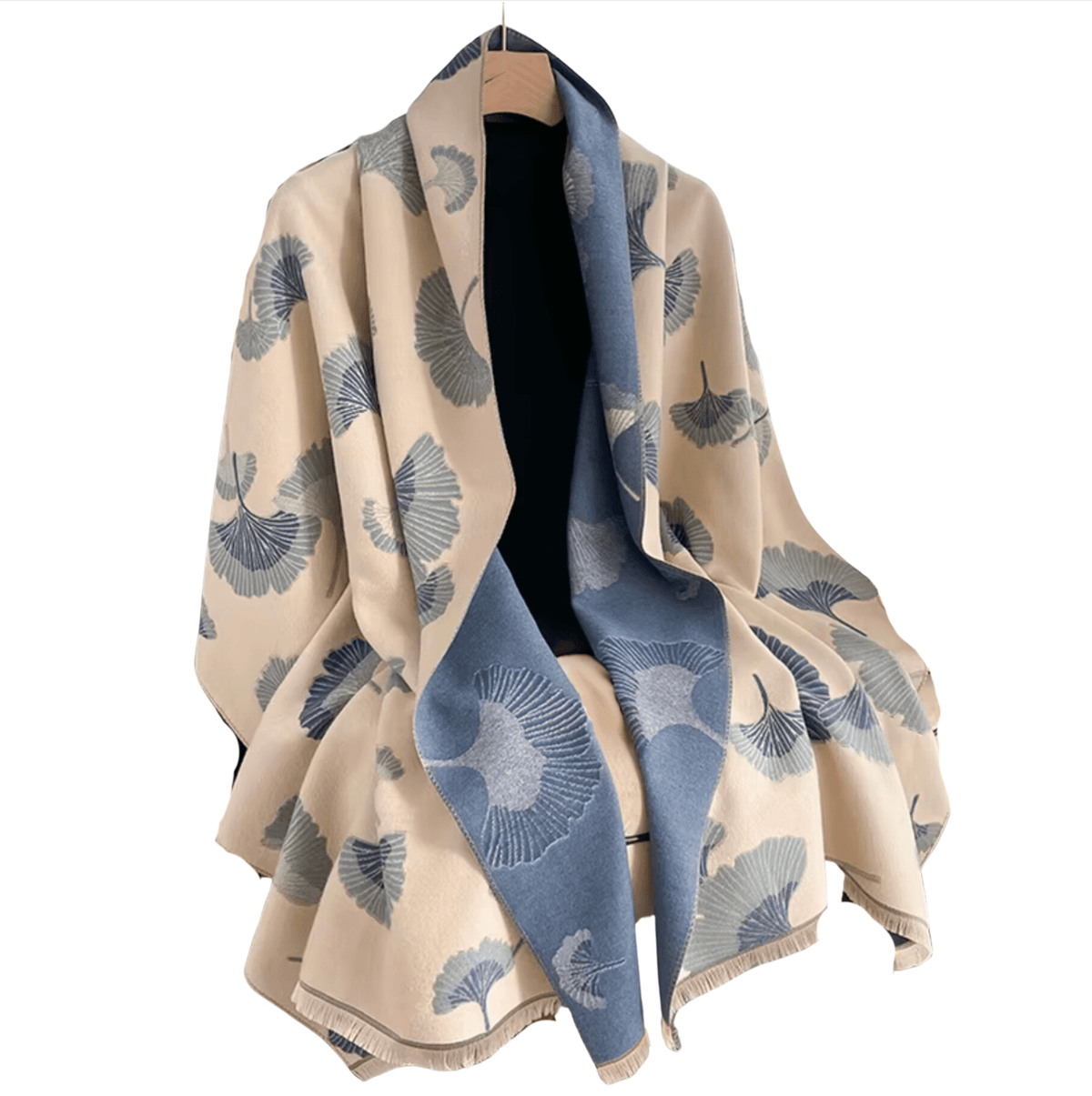 Blue Botanical Scarf Fringe-Trimmed Scarf Multi Scarves - Tophatter Daily Deals