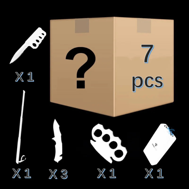 Mystery 5/7 Defend Box Blind Package With Sharpening Stone 7 pcs Pocket Knives - Tophatter Daily Deals