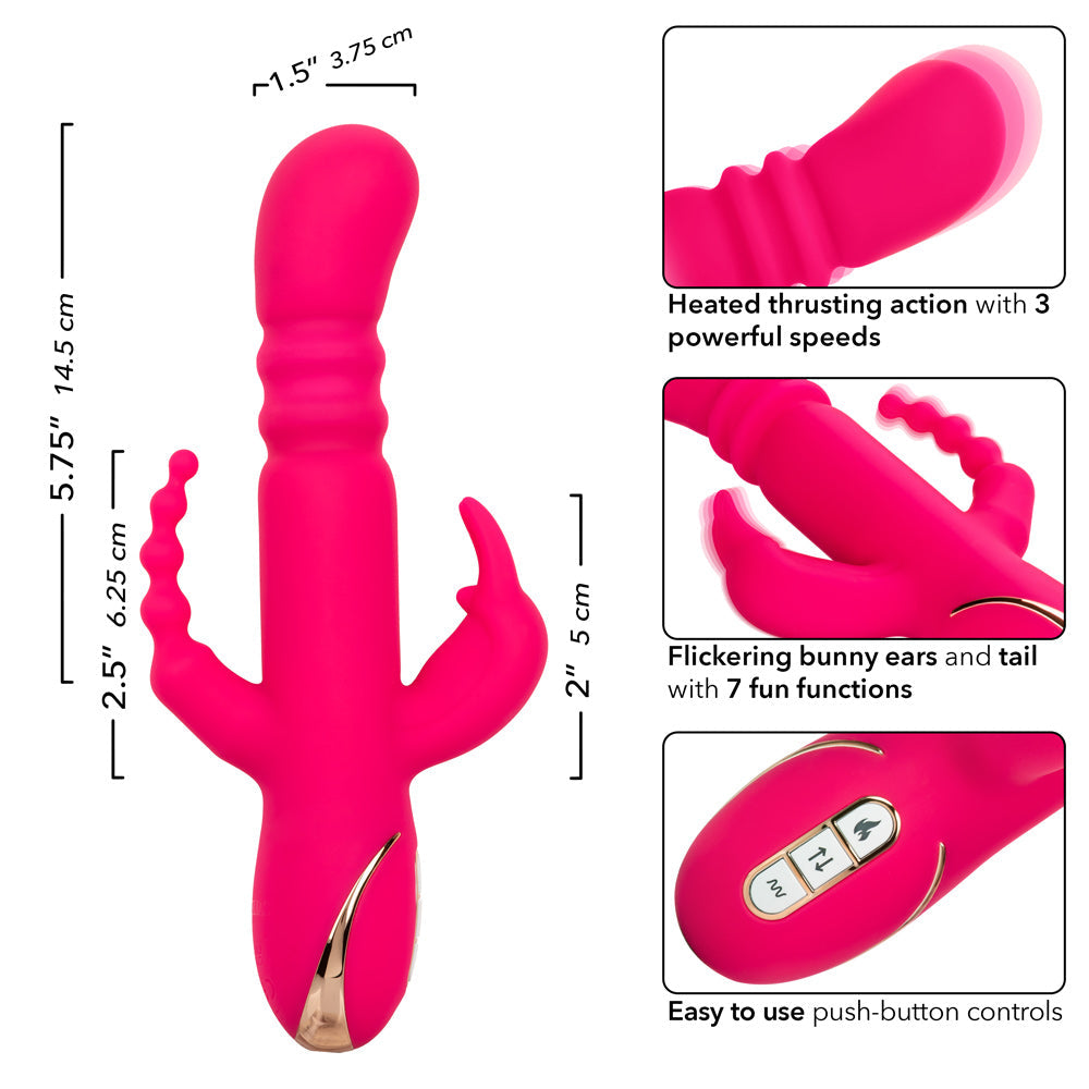 Jack Rabbit Signature Heated Silicone Triple Fantasy Rabbit Vibrator Pink > Vibrators > Ladies > Rabbit Multi - Tophatter Daily Deals