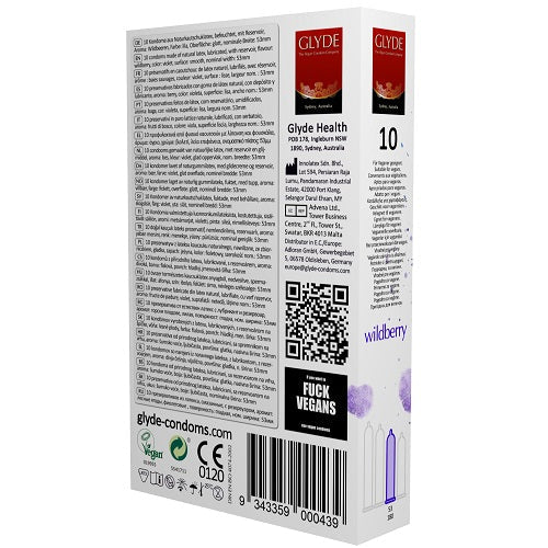 Glyde Ultra Wildberry Flavour (Violet) – Vegan Lubricated Condoms 10 Pack > Essentials > Condoms - Tophatter Daily Deals