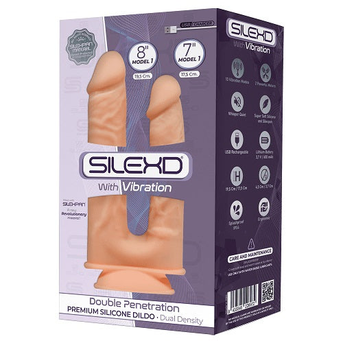 Silexd Model 1 Double Penetration Flesh Silicone Dildo (8 Inch and 7 Inch) > Vibrators > Realistic Vibrators - Tophatter Daily Deals