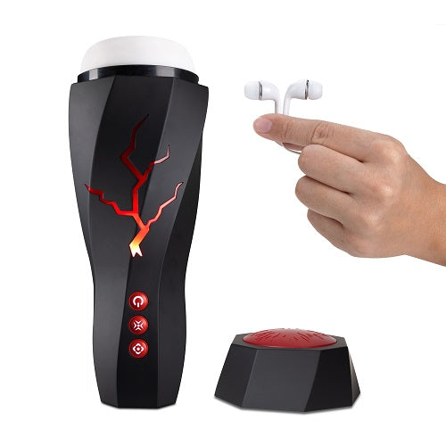 M for Men Storm (White) – Ribbed Masturbator Cup Vibrator with 7 Vibration Functions and Suction > Sex Toys For Men > Masturbators > Vibrating - Tophatter Daily Deals