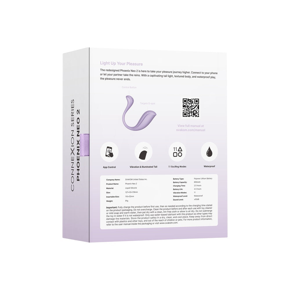Svakom Phoenix Neo 2 (Lilac) – Interactive App-Controlled Silicone Vibrator > Sex Toys > Remote Control Toys - Tophatter Daily Deals