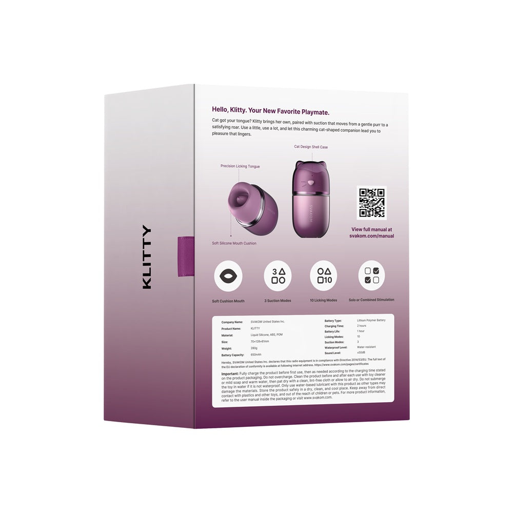Svakom Klitty Dual Action Licking and Suction Stimulator > Sex Toys For Ladies > Air Pulsation - Tophatter Daily Deals