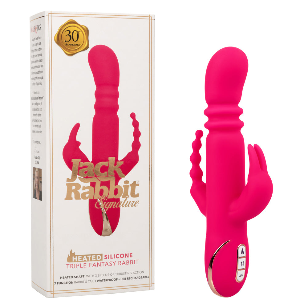 Jack Rabbit Signature Heated Silicone Triple Fantasy Rabbit Vibrator Pink > Vibrators > Ladies > Rabbit Multi - Tophatter Daily Deals