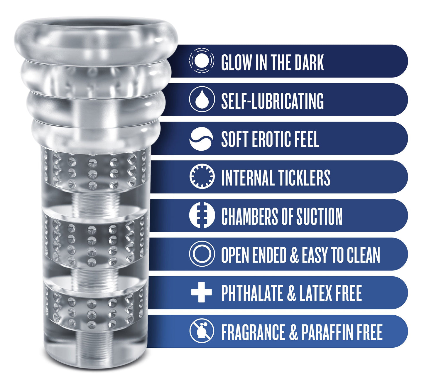 Rize Luz Clear Glow in the Dark Self-Lubricating Stroker > Sex Toys For Men > Masturbators > Manual - Tophatter Daily Deals
