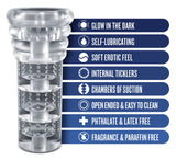 Rize Luz Clear Glow in the Dark Self-Lubricating Stroker > Sex Toys For Men > Masturbators > Manual - Tophatter Daily Deals