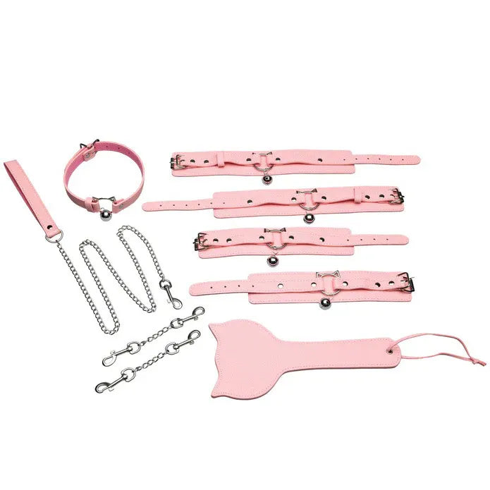Kitty Bondage Set – Vegan Leather Adjustable Cuffs and Collar Bondage Set > Bondage Gear > Bondage Kits - Tophatter Daily Deals
