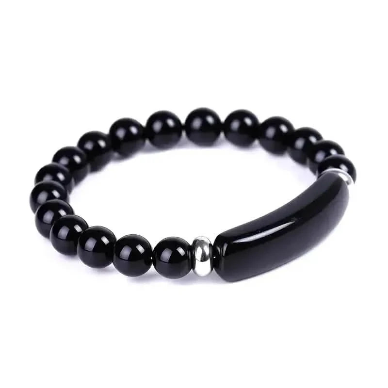 Natural Gemstone Crystal Rough Bracelet Black Agate Bracelet Bracelets - Tophatter Daily Deals