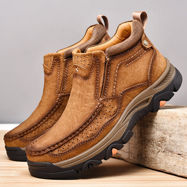 Natural Leather Motorcycle Boots Brown Boots - Tophatter Daily Deals