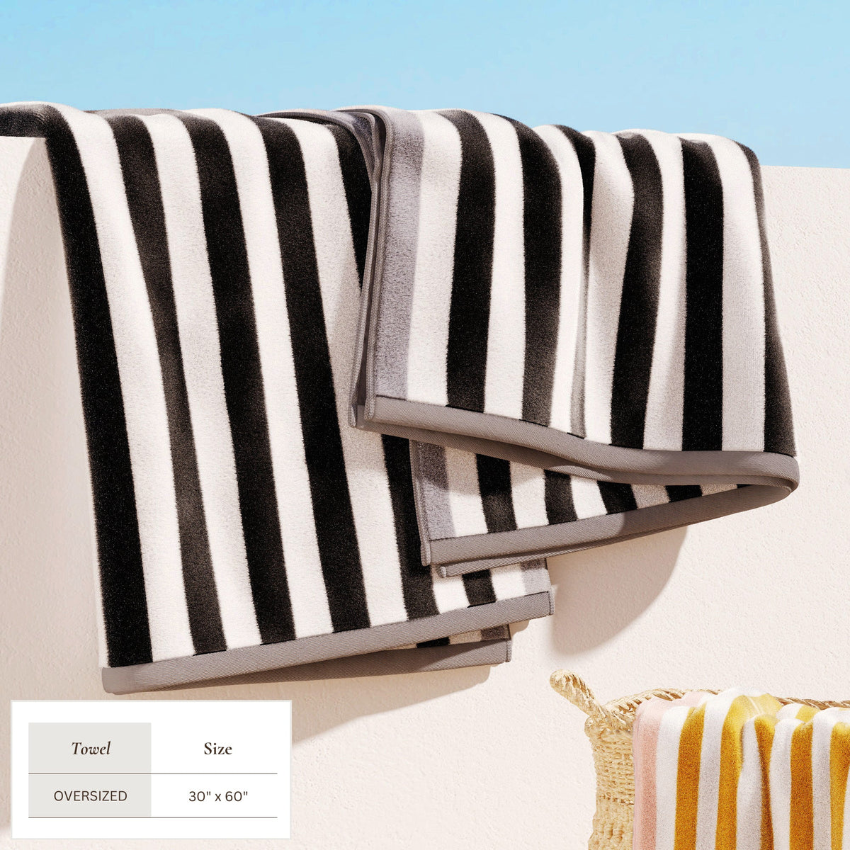Oversized Striped Border Cabana Beach Towel - Santa Cruz Bath - Tophatter Daily Deals