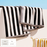 Oversized Striped Border Cabana Beach Towel - Santa Cruz Bath - Tophatter Daily Deals