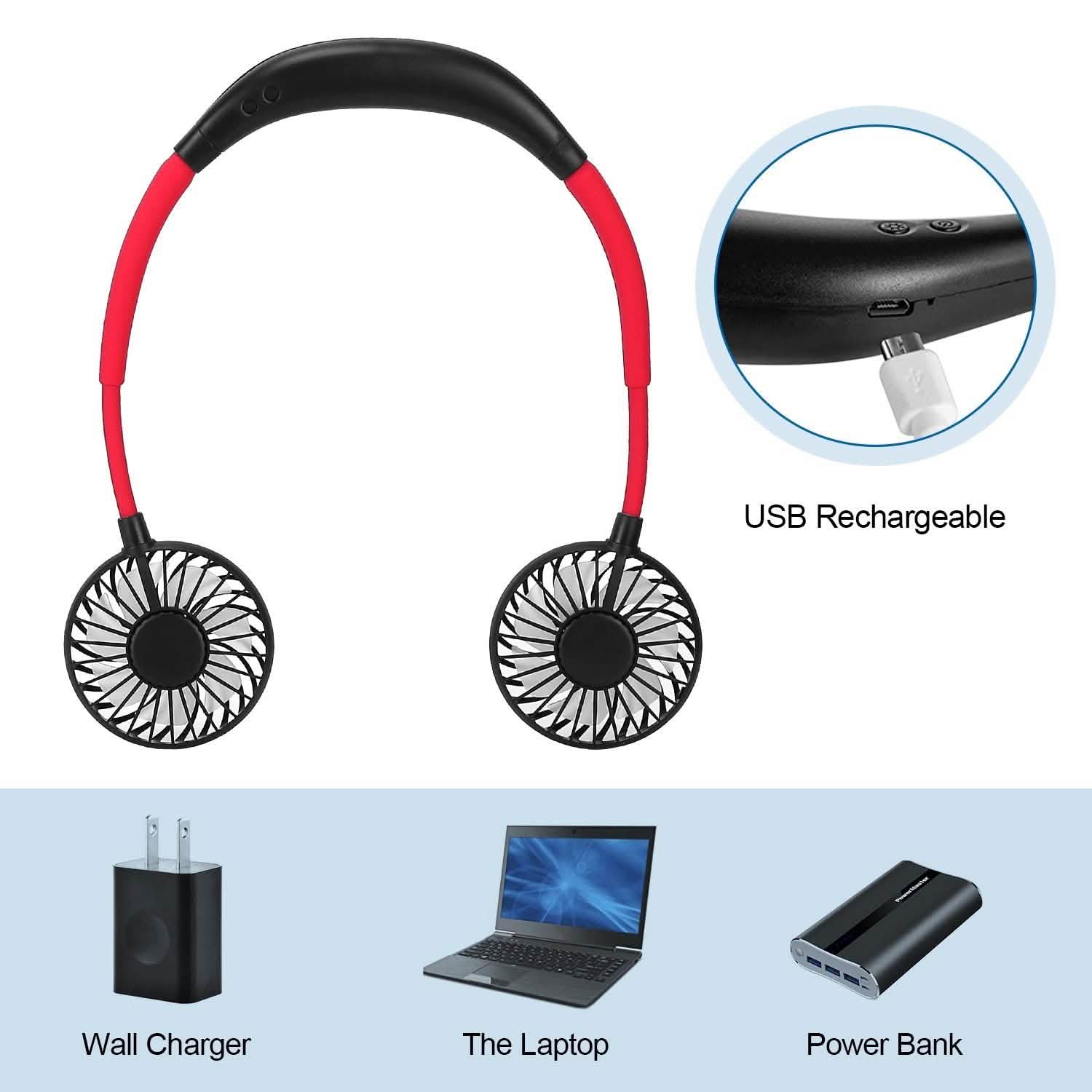 Neck Hanging Fan Hand Free Portable Outdoor Recreation - Tophatter Daily Deals