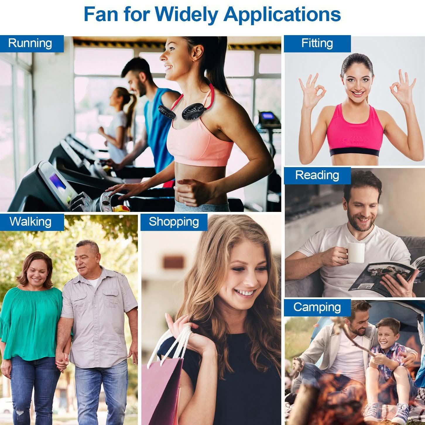 Neck Hanging Fan Hand Free Portable Outdoor Recreation - Tophatter Daily Deals