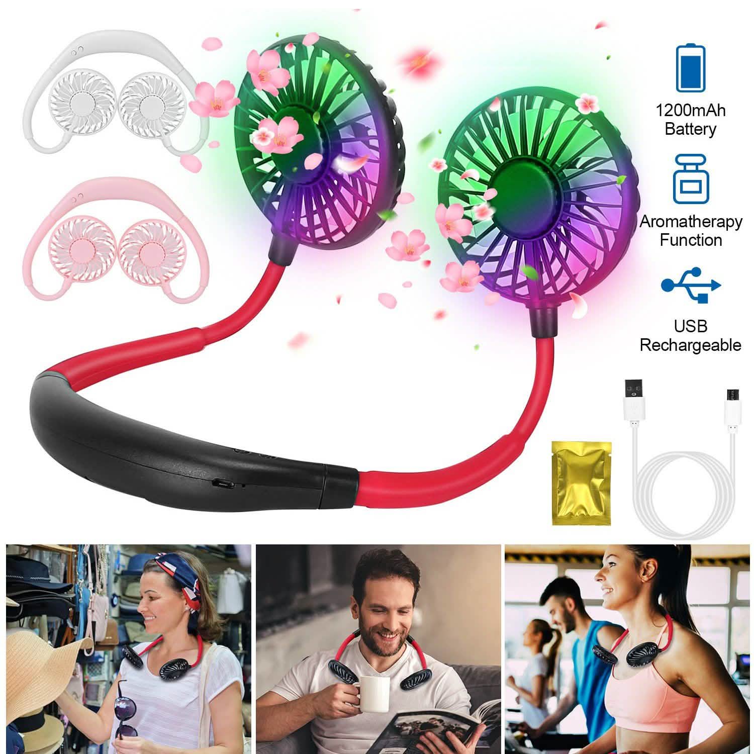 Neck Hanging Fan Hand Free Portable Outdoor Recreation - Tophatter Daily Deals