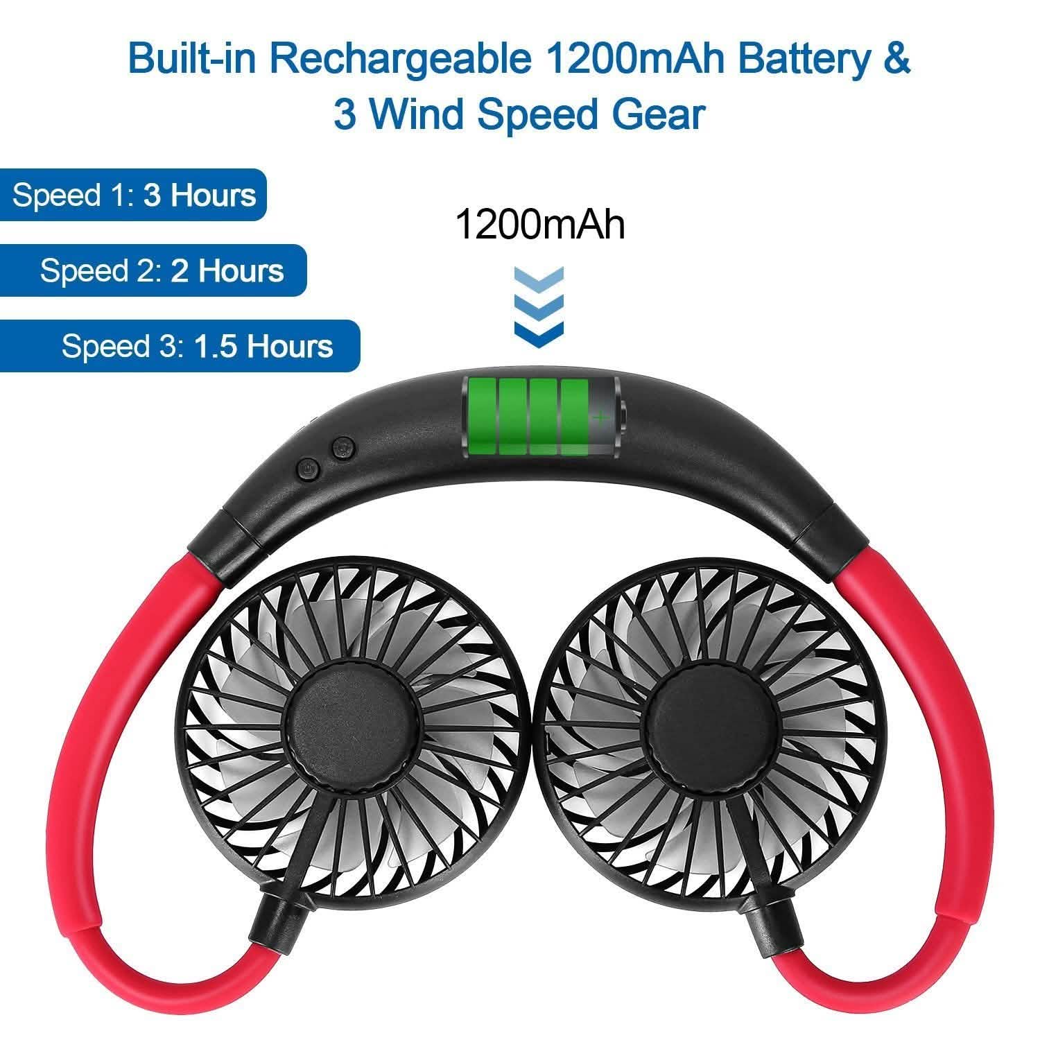 Neck Hanging Fan Hand Free Portable Outdoor Recreation - Tophatter Daily Deals