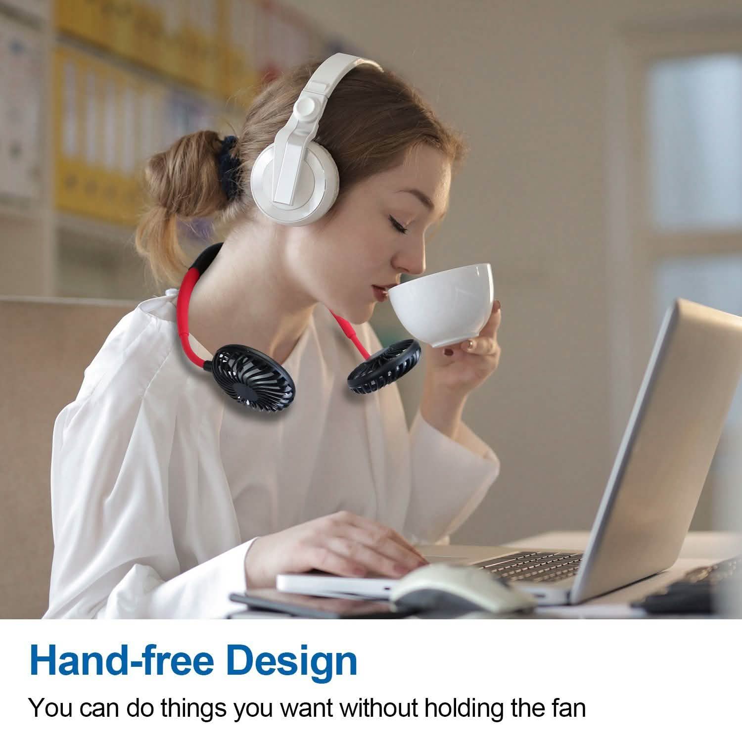 Neck Hanging Fan Hand Free Portable Outdoor Recreation - Tophatter Daily Deals